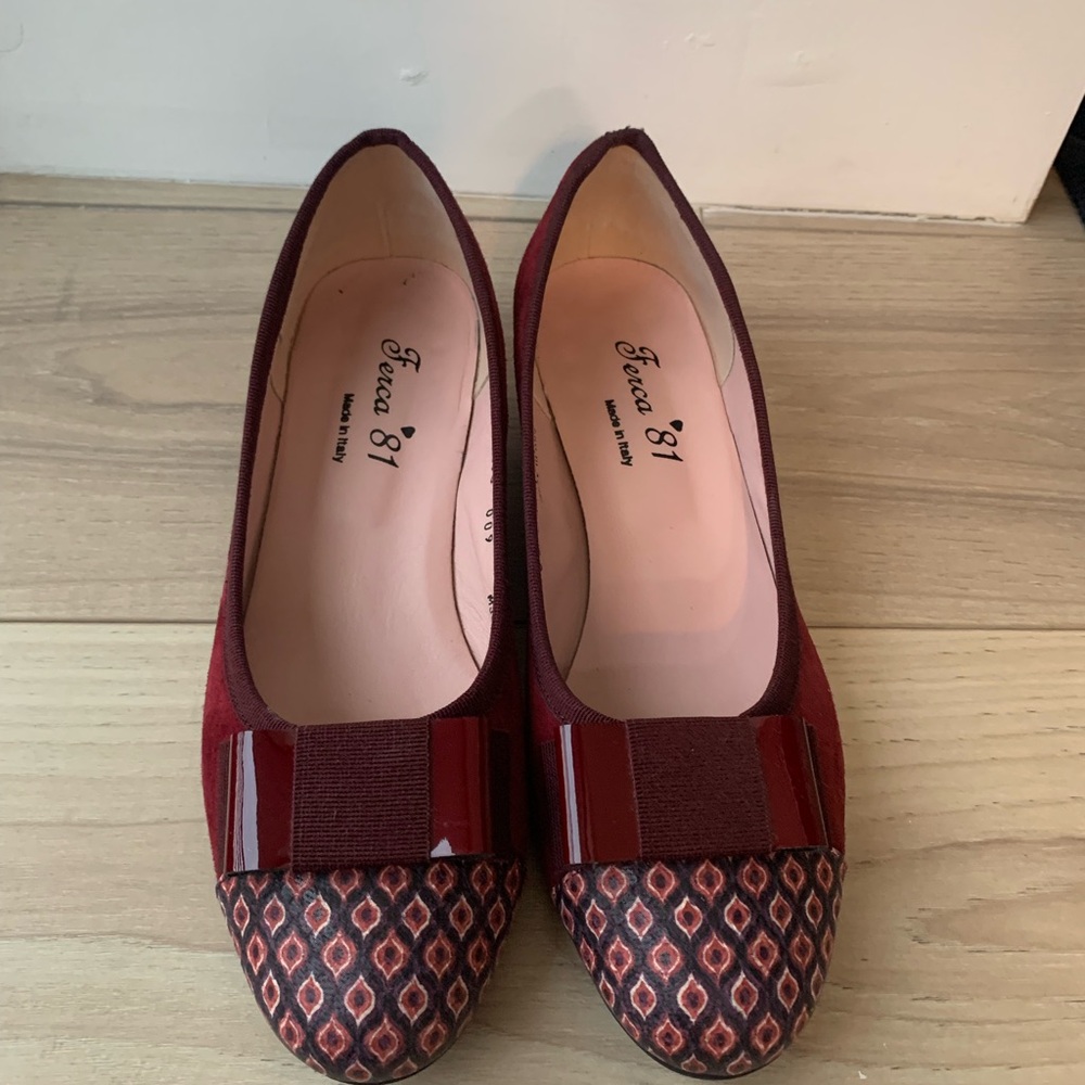Ferca 81 Ballet flats leather suede burgundy made in Italy